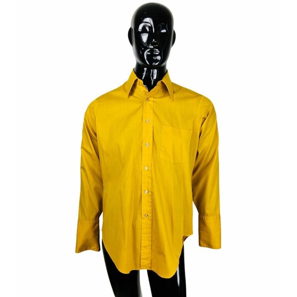 Vintage 60s Kent Collection Arrow Deston Perma Gold Button-Down Shirt Size Large - Picture 5 of 9